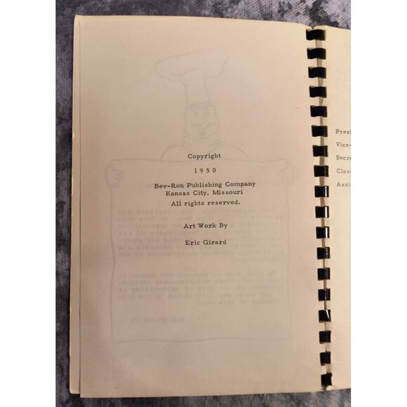 Raymores Favorite Recipes 1950 Spiral-Bound Cookbook Keystone Class Presbyterian - Picture 2 of 3
